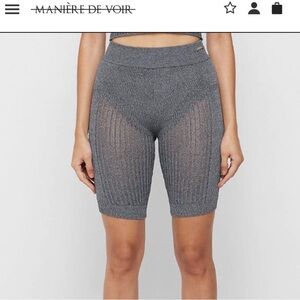 Maniere De Voir Women's Textured Gray Bike Shorts